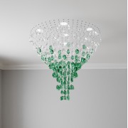 Светильник-инсталляция DZN-5051 ЗЕЛЕНЫЙ/ПРОЗРАЧНЫЙ ` D900/H800/7/LED/35W/4500K стеклянный декор