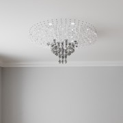 Светильник-инсталляция DZN-5054 ХРОМ/ПРОЗРАЧНЫЙ ` D900/H500/7/LED/35W/6500K стеклянный декор