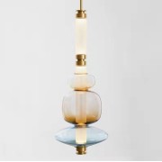 Светильник DZN-65081 БРОНЗА + СИНИЙ ` D230/H850+1200/2/LED/20W/4500K LUNA GLASS